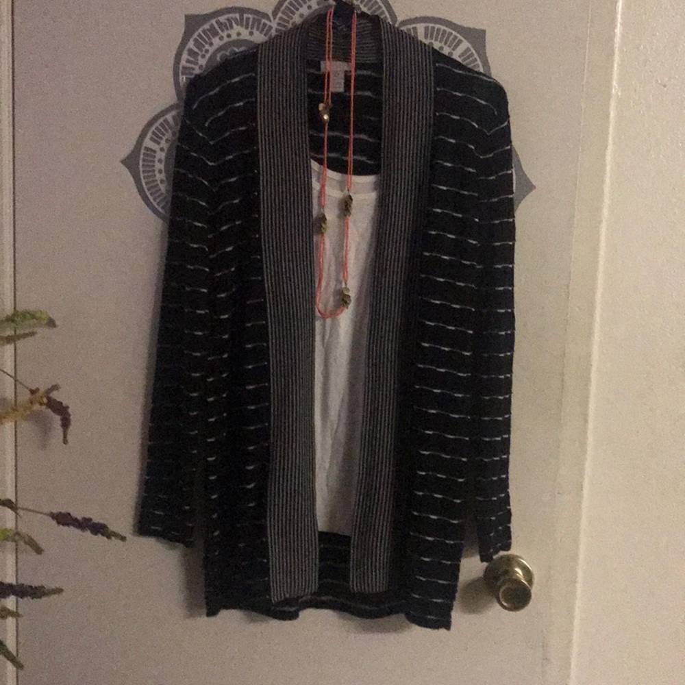 Striped open cardigan